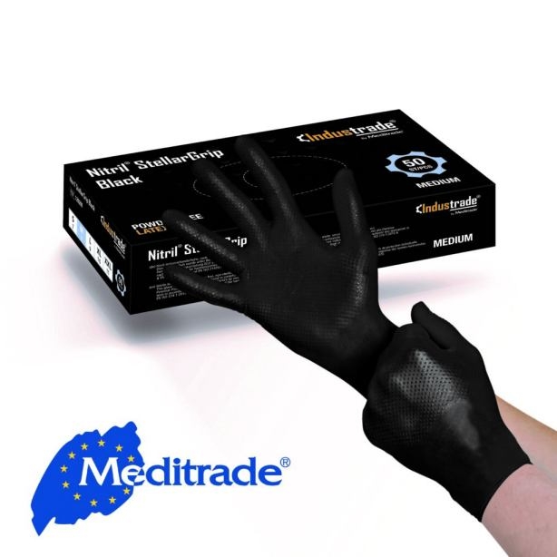 Nitril Stellar Grip Handschuhe schwarz 50er Packung
