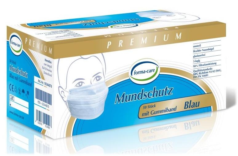Forma Care Mundschutz Einmal-Maske m.Elastikband 50er Pkg. blau
