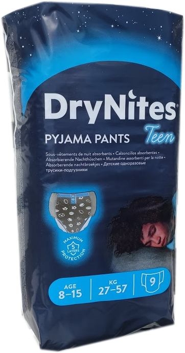 HUGGIES DRY NITES Pyjama Pants Teen Boys 8-15 Jahre 27-57kg 9er Packung
