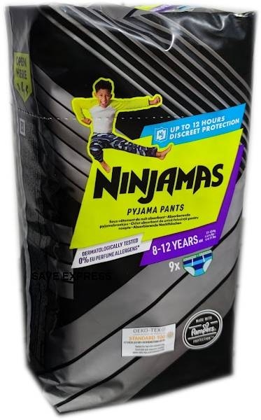 Ninjamas Pyjama Pants Jungen 8-12 Jahre, 27-43 kg , 9er Packung