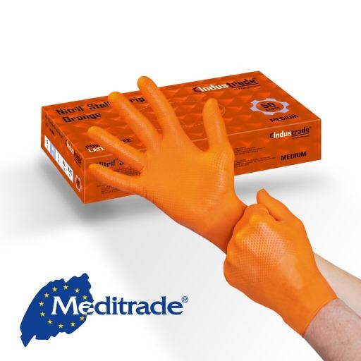 Nitril Stellar Grip Handschuhe orange 50er Packung