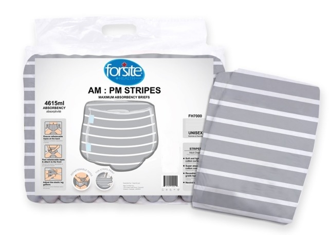 Forsite AM PM Stripes Windelhose Medium grau , 12er Packung