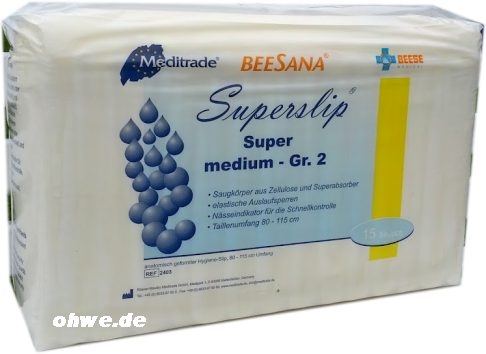 BEESANA Superslip Super medium Gr.2 Nacht weiss , 15.25.03.1, 15er Packung