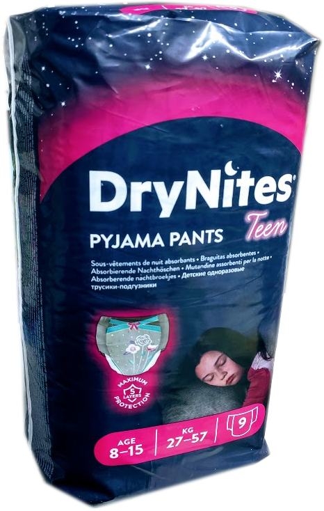 HUGGIES DRY NITES Pyjama Pants Teen Girl 8-15 Jahre 27-57kg 9er Packung