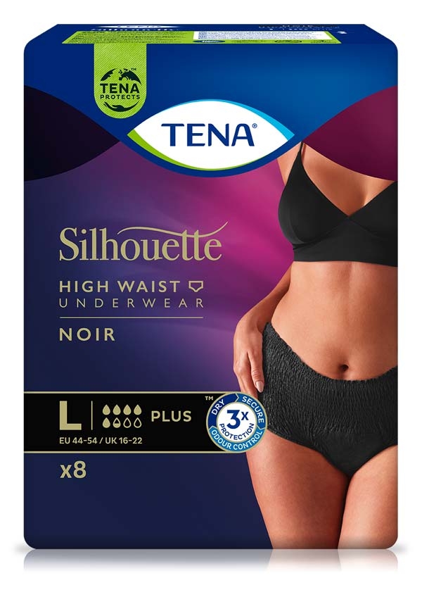 Tena Silhouette Underwear PLUS Noir / schwarz , large ,8er Packung