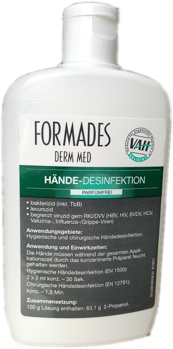 FORMADES DERM MED Haendedesinfektion 150ml Kittel-Flasche