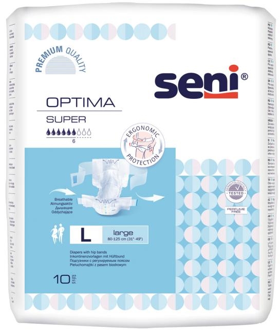 Seni Optima SUPER large weiss/blau mit Hueftbund 10er Packung