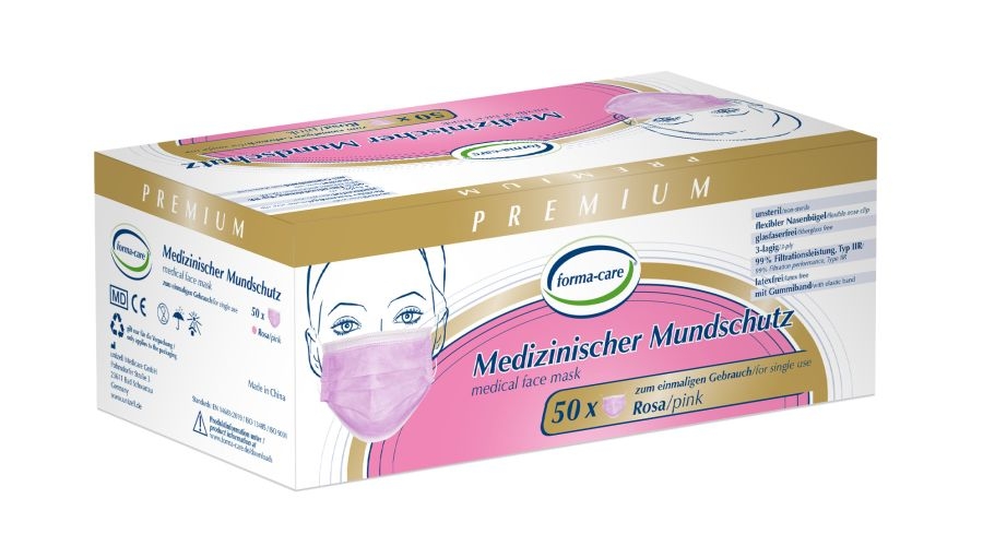 Forma Care Mundschutz Einmal-Maske m.Elastikband 50er Pkg. rosa