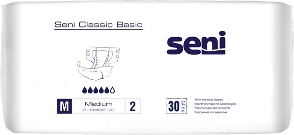Seni Classic Basic Windelhose medium Gr.2 ,weiss, 15.25.31.4041 , 30er Packung