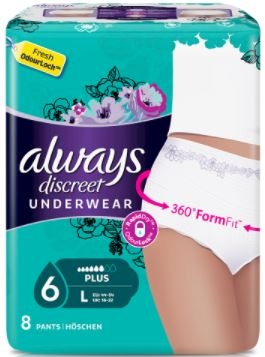 Always Discreet Underwear Hoeschen Plus , large, 8er Packung