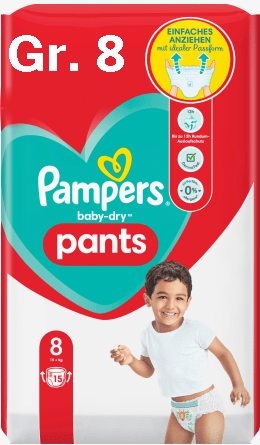 Pampers Baby Dry PANTS Gr.8 Extra Large 19+ kg, 15er Packung, Pampers +  Strampelpeter, Kind-Child-Baby-Kids
